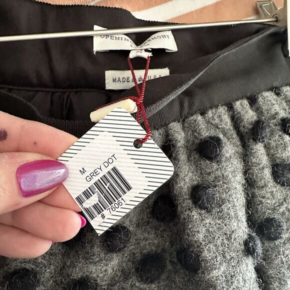 OPENING CEREMONY Med Wool Black Gray Polka-Dot Textured A-Line Mini Short Skirt - Picture 10 of 11